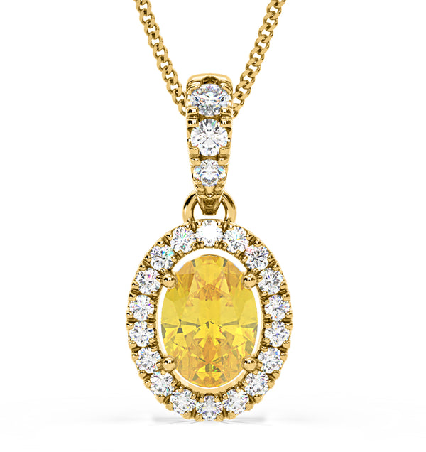Georgina Yellow Lab Diamond Oval Halo Necklace 1.38ct in 18KGold - Elara Collection